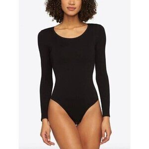 Yummie Bodysuit Black Scoop  Neck Thong Bodysuit SZ S-M NWT